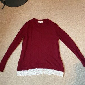 Pink Republic Maroon Sweater with lace-women’s M